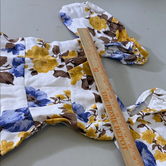 Reformation Belgium Linen Floral Midi Dress Josie Size 4 White Blue Slit - Picture 7 of 15